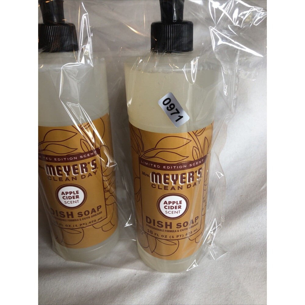 Mrs. Meyer's Apple Cider Dish Soap 16 fl oz Clean Day Limited Edition Lot of 2 - Picture 4 of 4